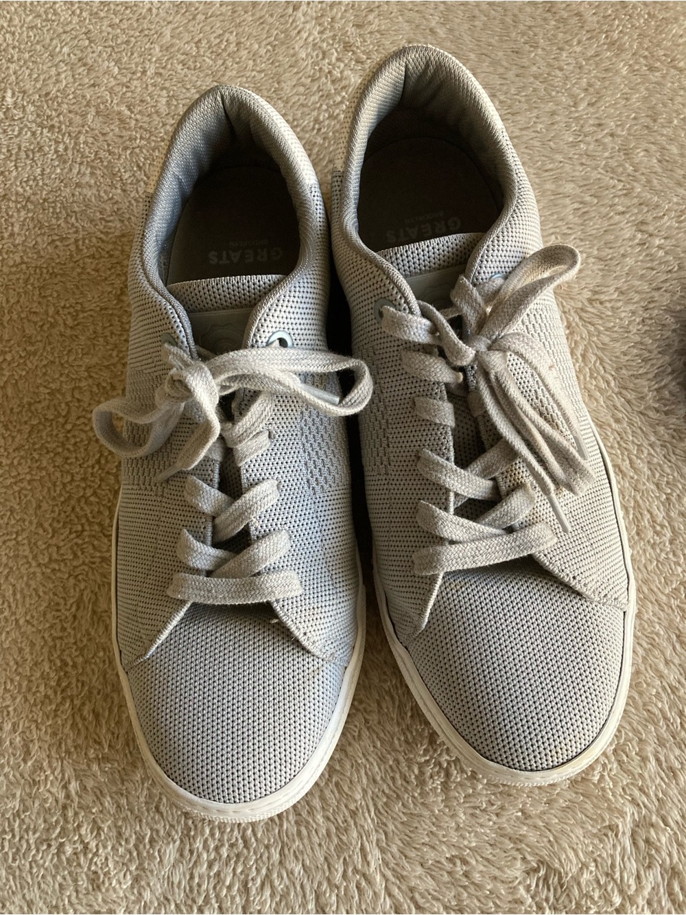 Greats Brooklyn Men's Knit Lace-Up Sneakers in Light Gray